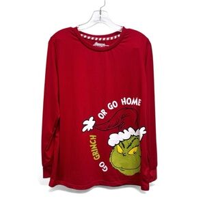Dr. Seuss Red Grinch Graphic Long Sleeve Tee/Sleep Shirt Small (4-6)